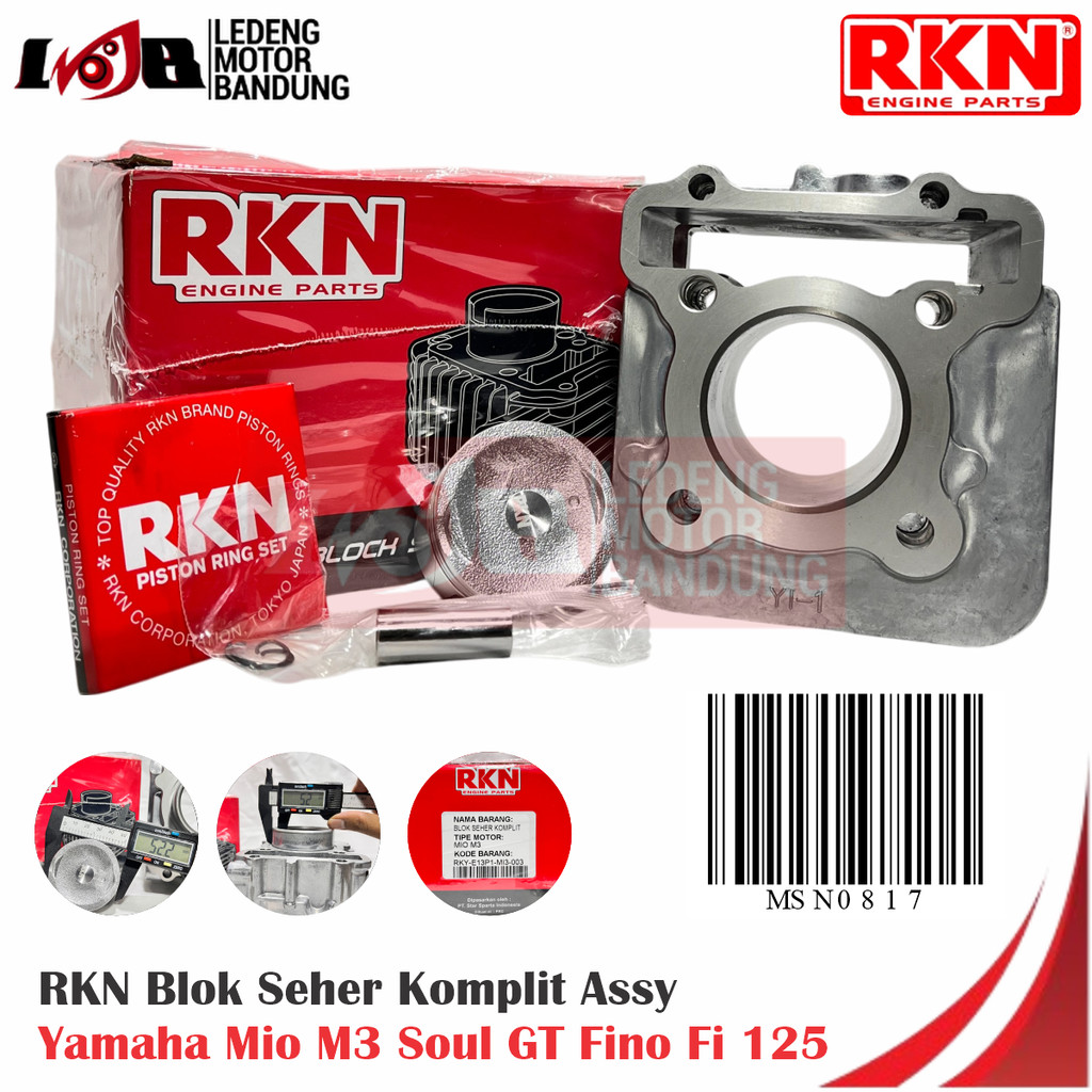 RKN Blok Boring Yamaha Mio M3 Soul GT 125 FIno FI 2PH Seher Piston Kit Cylinder Assy Motor Matic