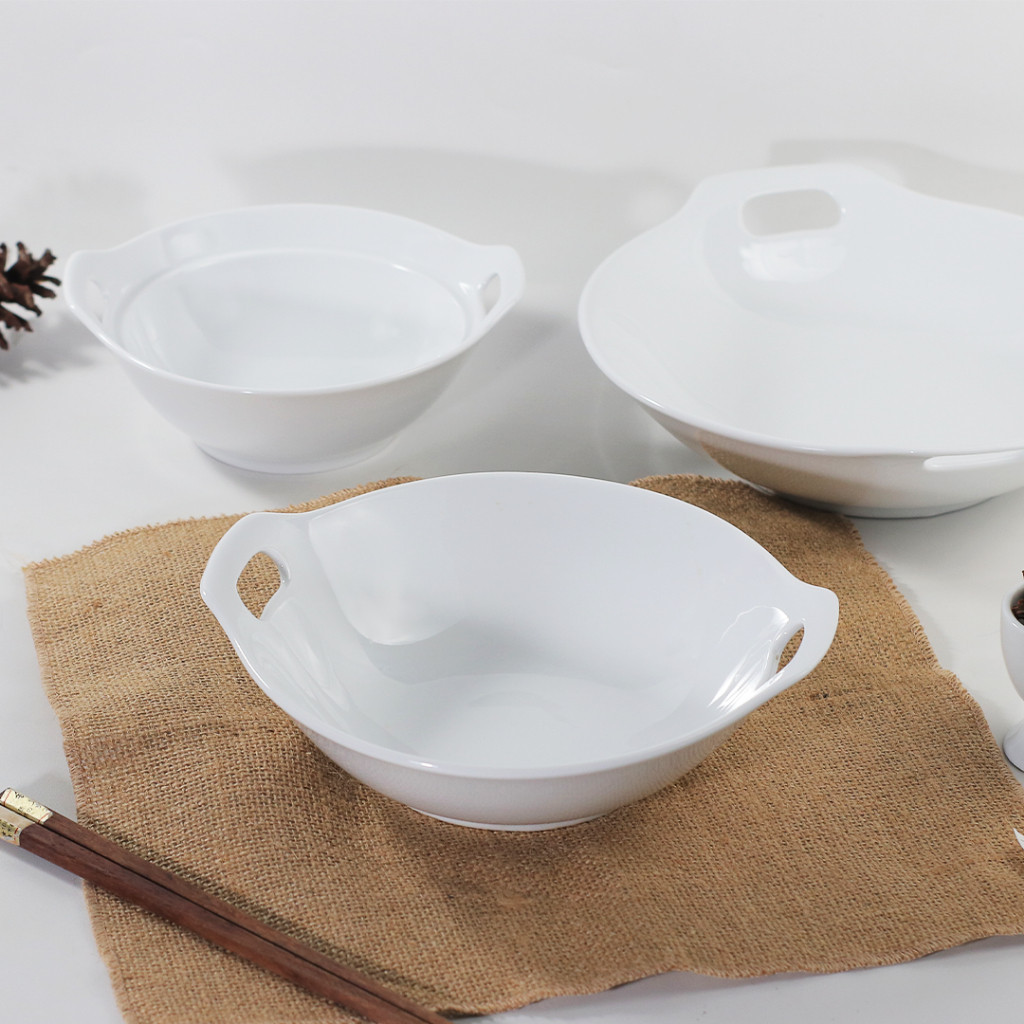 Wajan Sedang Keramik 22CM Putih Polos By Indo Keramik / Penggorengan Keramik / WJ23-AAD