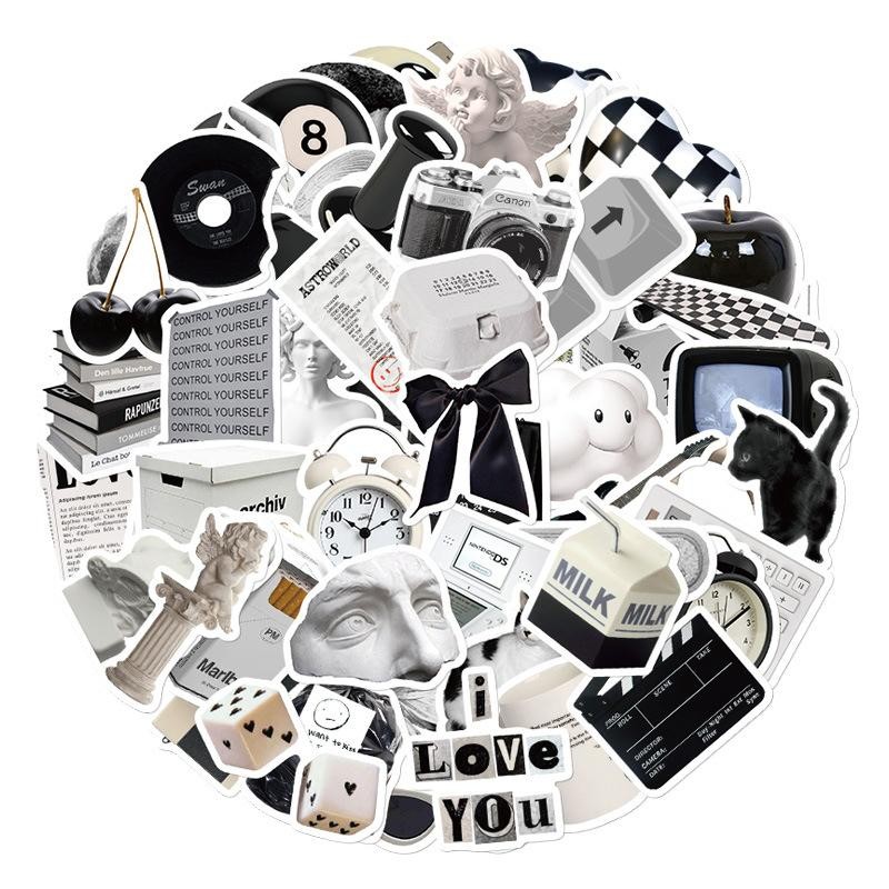 

61Pcs Stiker DIY Laptop Love CG23 Hitam Putih Stiker Gaya Sederhana untuk Dekorasi - Tahan Air