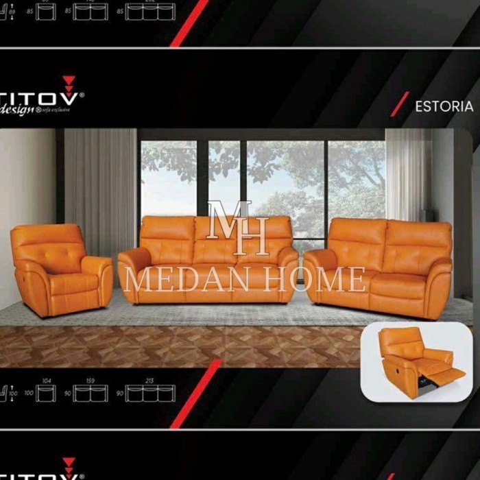 [RUMAHMEBEL88] PROMO Sofa Titov Estoria FULL Electric Recliner 3+2+1 dudukan sofa. garansi