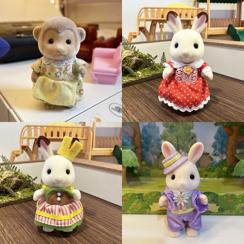 6cm Sylvanian Forest Rabbit Grove Family Dollhouse Monkey Family Good Night Rabbit Girl Flocking Med