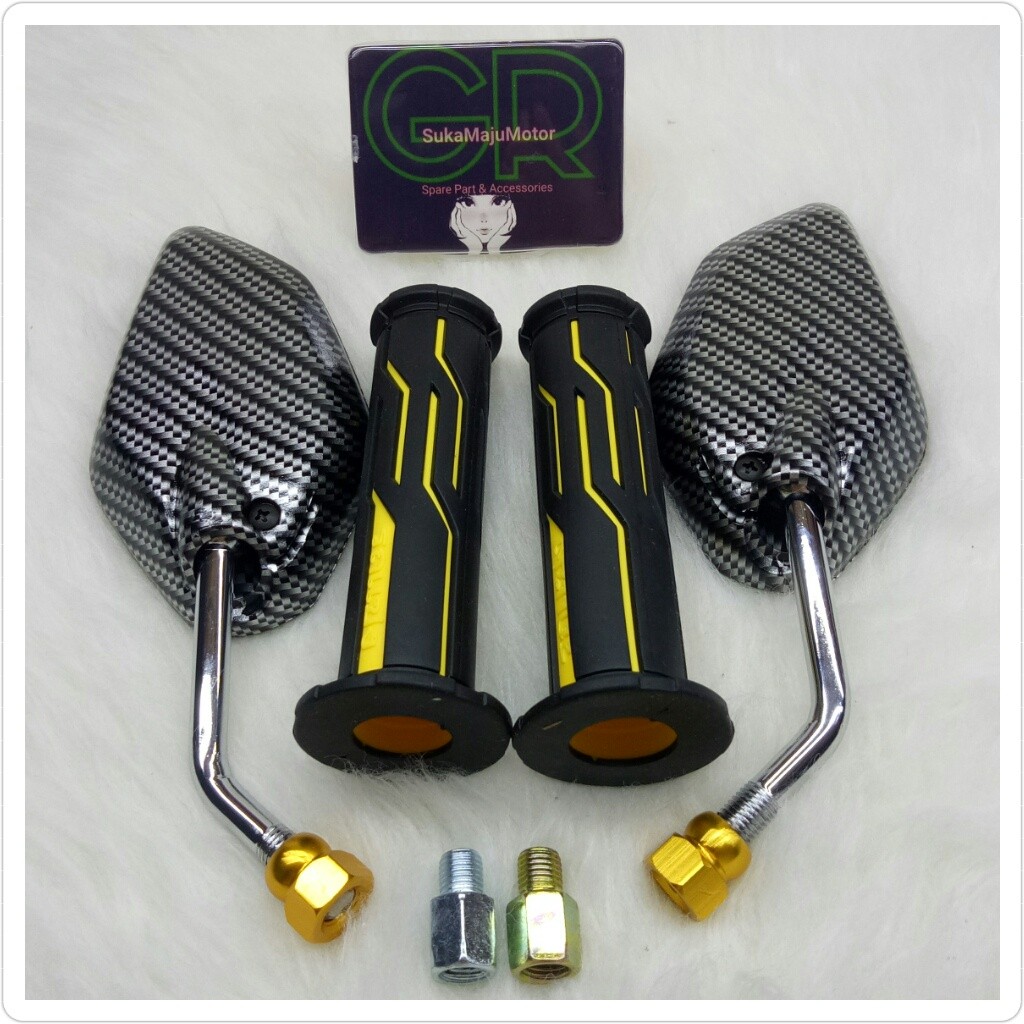 #CR# paket variasi spion Karbon mini model jupiter+Handgrip Thailand universal Nmax,Aerox,Pcx,Vario,