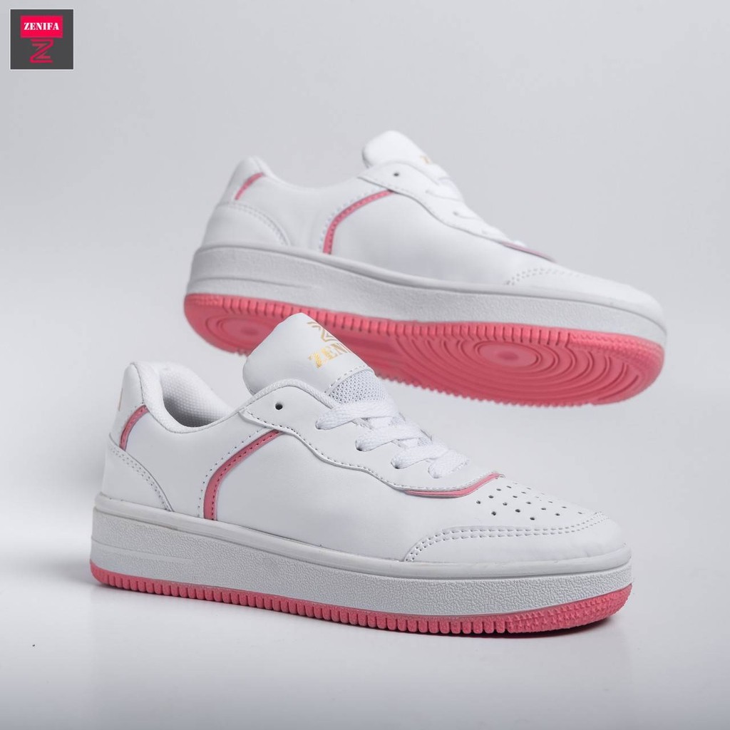 Sepatu Sneakers Wanita  Kekinian Casual Sport Shoes Putih Polos