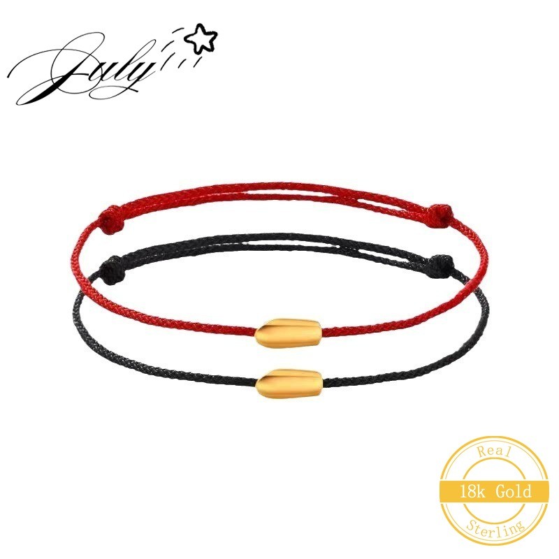 Gelang Beras Kecil Emas Tali Merah Dan Hitam Yang Bergaya Dan Sederhana Untuk Pasangan Pria Dan Wani