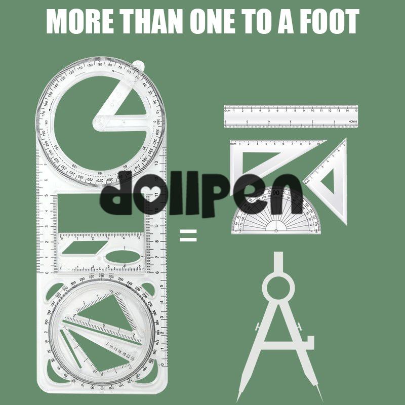 

【qing】Penggaris Gambar Multifungsi Penggaris Geometris yang Dapat Diputar Penggaris Siswa