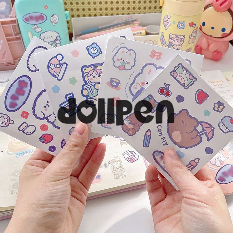 

【qing】Stiker PET Kartun Anak-anak Stiker Perekat Diri Transparan Stiker Gelas Air Tahan Air