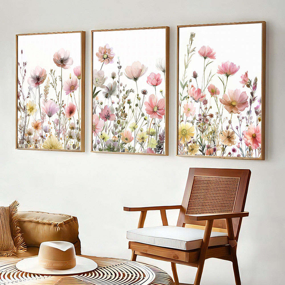 

3PCS/Set Modern Flower Leaves Botanical Poster Wall Art Natural Wild Flower Pictures Canvas Painting Home Living Room Decor