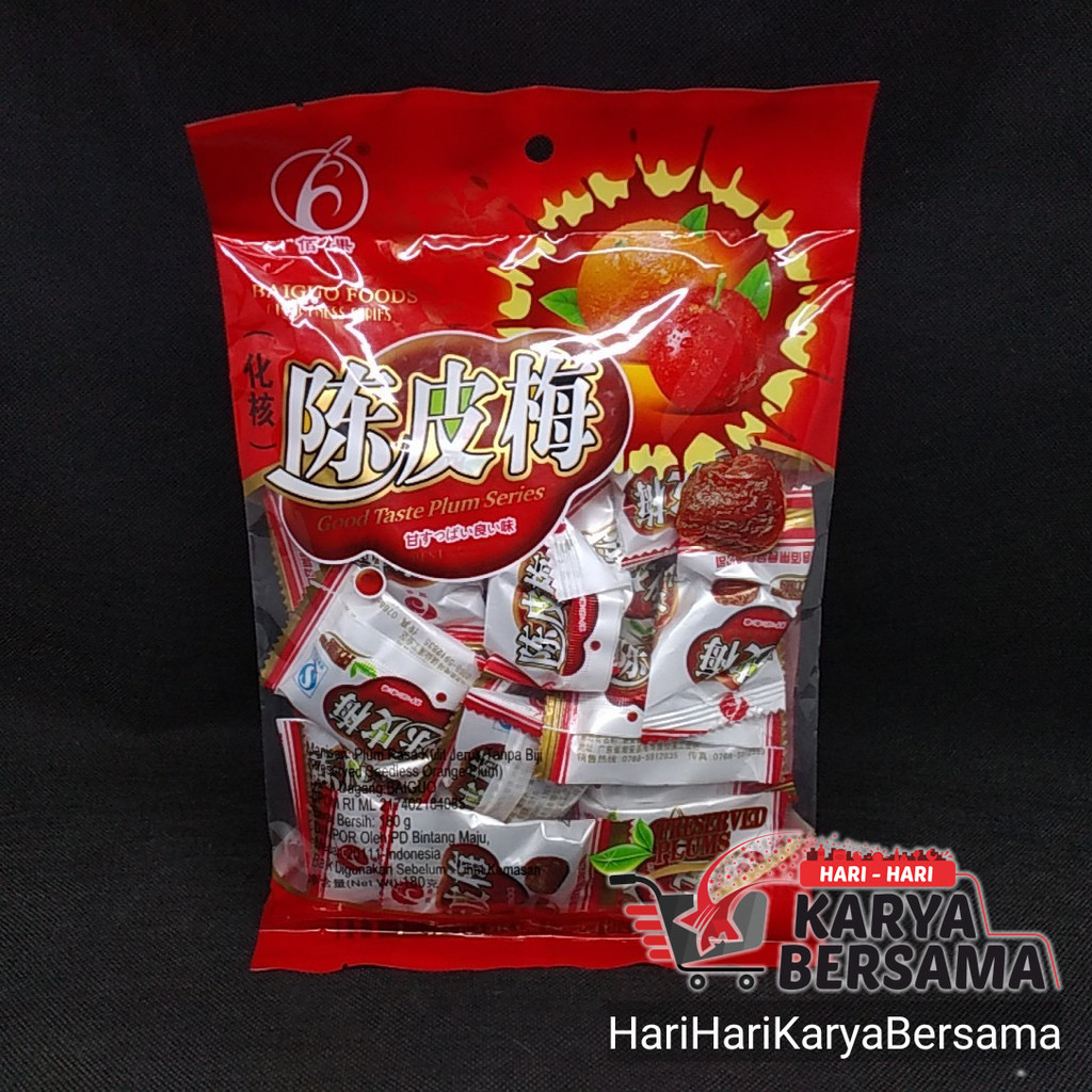 

MAKANAN RINGAN BAI GUO MANISAN BUAH PLUM CHEN PI MEI 180GR