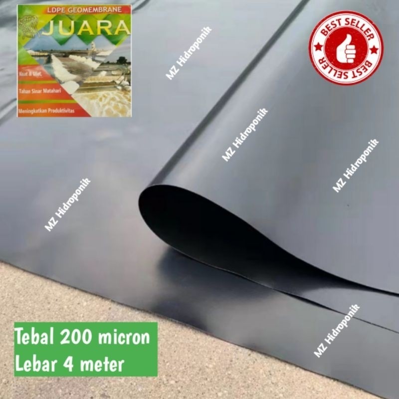 Plastik  geomembran juara/plastik uv hitam ukuran lebar 4 meter tebal 200 micron MEDIAKIT