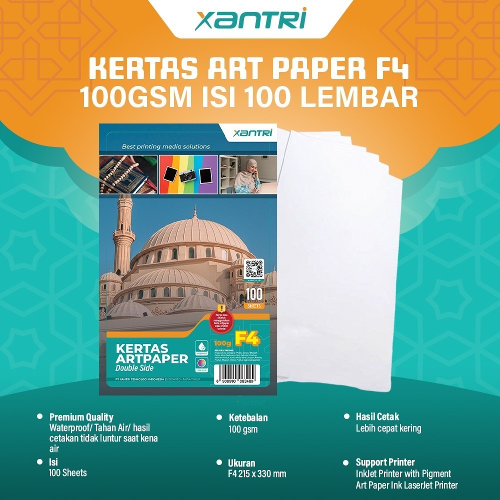 

Xantri - Kertas Art Paper F4 100gsm Isi 100 lembar Kertas Art Karton Cartoon Printer F4