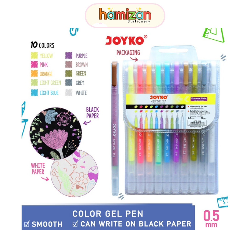 

Joyko Color Gel Pen warna Pastel Gpc-299 Gpc299 10 warna / Color Gel Pen Pena Jel Warna Joyko GPC-299 Premium Color 10Warna 0.5mm Murah Berkualitas