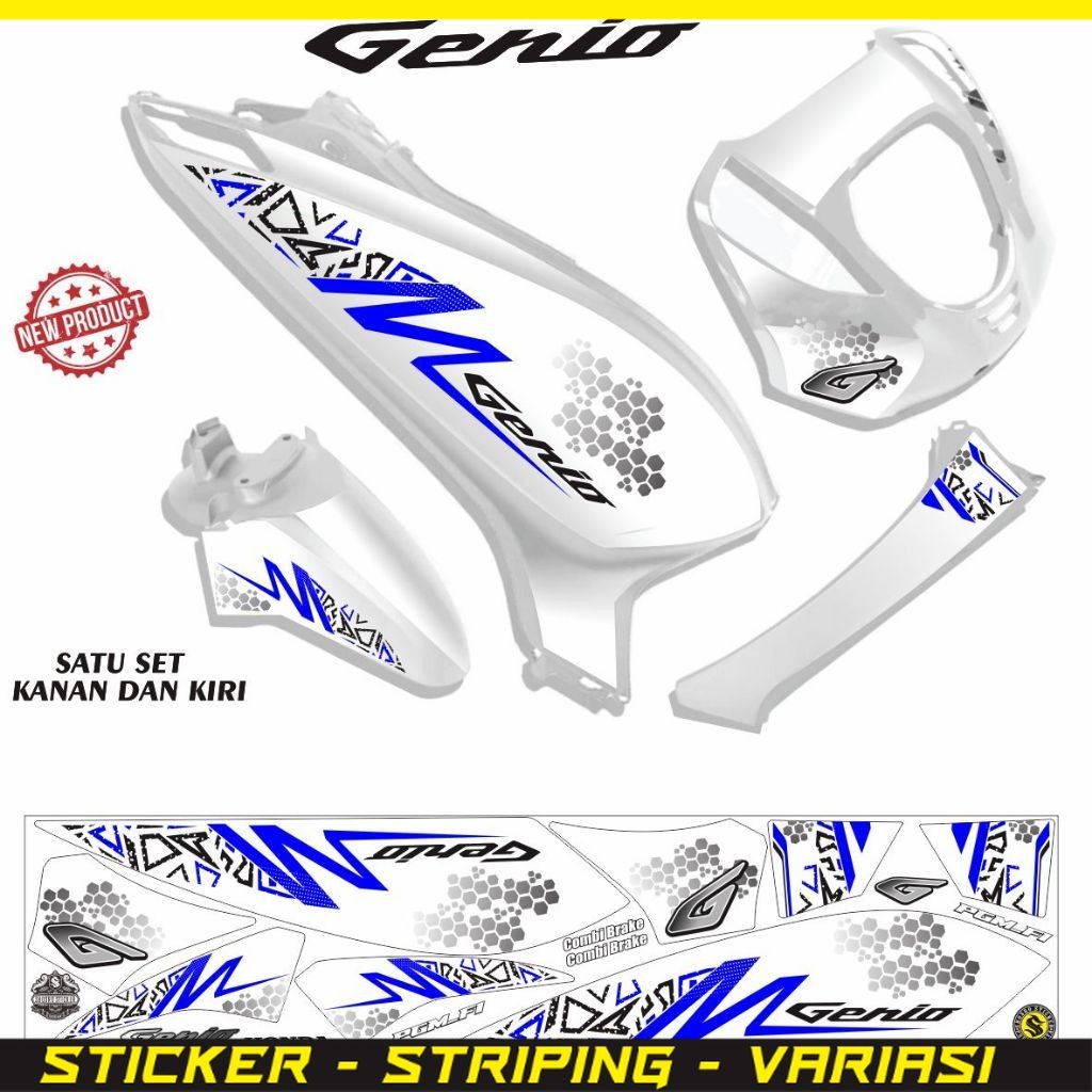 COD / STRIPING VARIASI GENIO / STIKER MOTIF TERLARIS MOTOR GENIO STIKER STRIPING