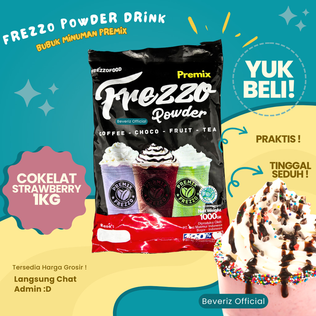 

BEVERIZ Frezzo Bubuk Minuman Rasa Coklat Stroberi | Choco Strawberry Boba Powder 1Kg / 1000gram {Bisa COD} {tersedia harga grosir}