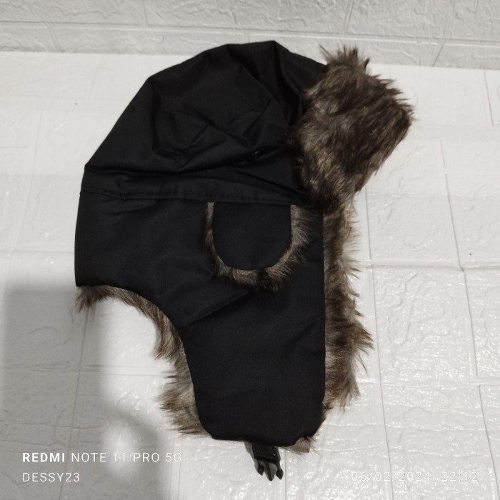 Topi musim dingin ushanka topi rusia topi import - Hitam PIR