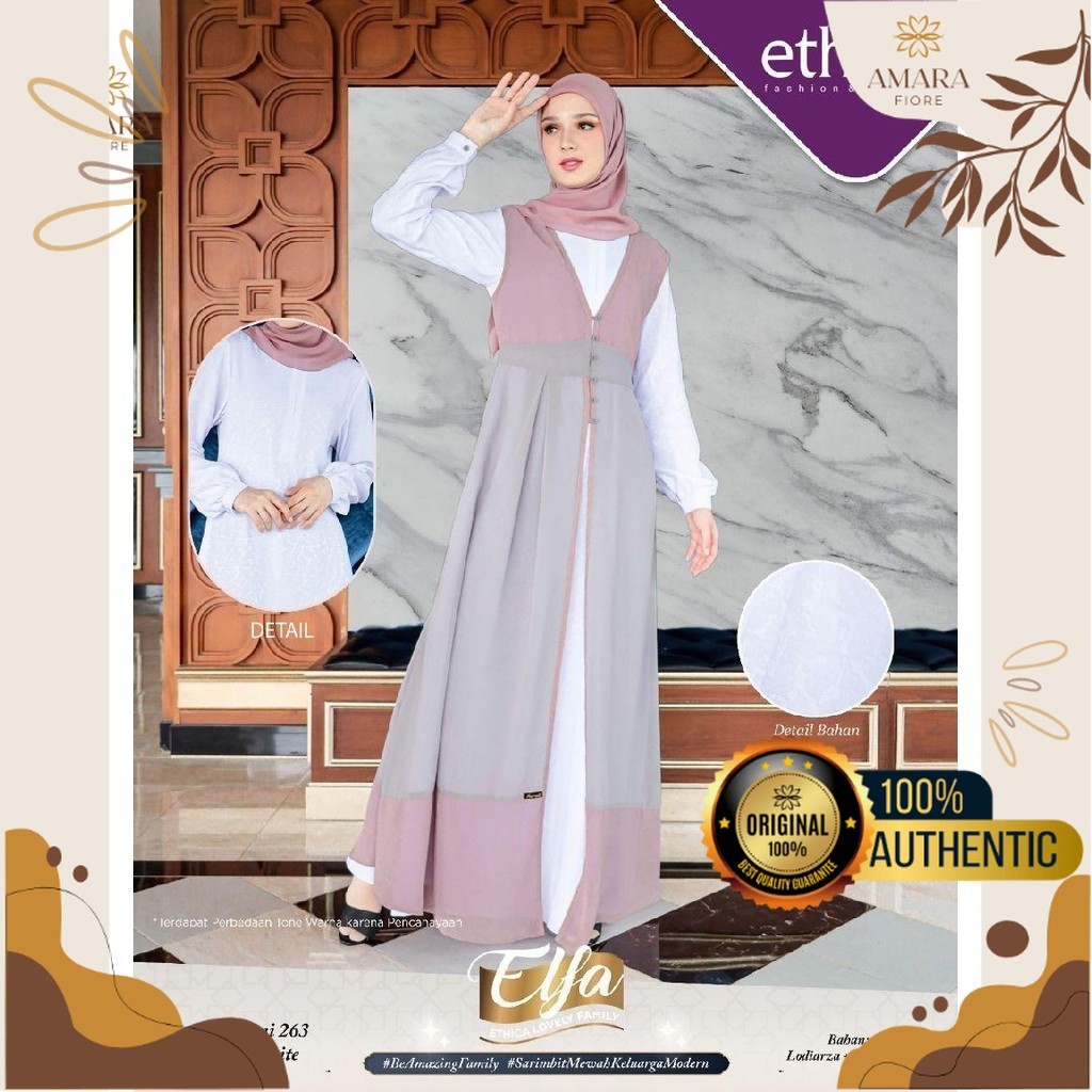 Gamis Sarimbit Terbaru 2024 Muslimah Couple Keluarga Ethica Kagumi 263 Bahan  Lodiarza Babydoll