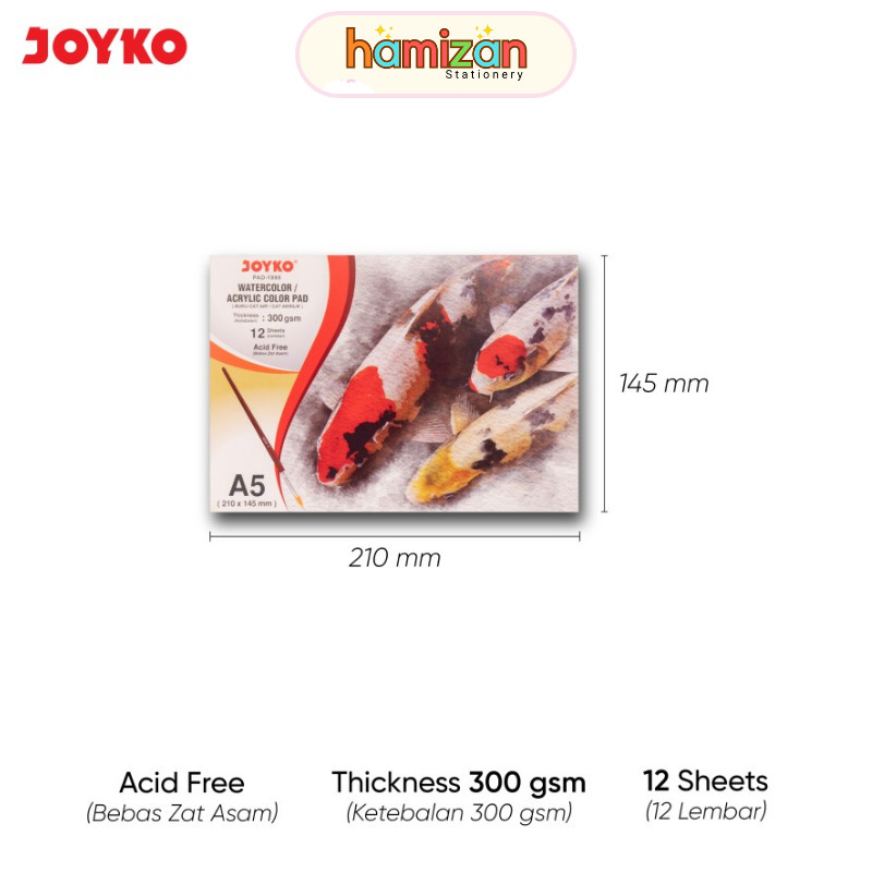 

A5 Buku Gambar dan Mewarnai Watercolor ukuran A5 PAD-1999 / Buku Gambar Acrylic Color Pad 12 halaman Joyko / Joyko Watercolor Pad Buku Gambar Cat Air Akrilik 300 gsm 12 Sheets - PAD-1999 Murah Berkualitas