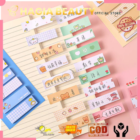 

HAGIA AKS - Memo Lucu 6 in 1 / Sticky Notes Label Karakter / Penanda Buku Memo Stick / Stationery Memo Pad Convenience Cute - AKS