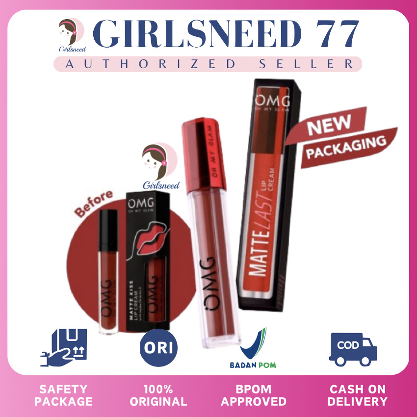 OMG Lipcream Oh My Glam Matte Kiss Lip Cream 3.5g ( lipstick lipstik lipcream ) BPOM HALAL GIRLSNEED