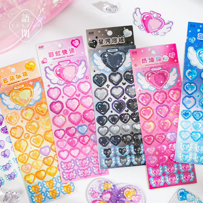 

5pcs Kawaii Stickers Love Heart Dreamland Cartoon Creative Material Sticker DIY Scrapbook Supplies Japanese Stationery