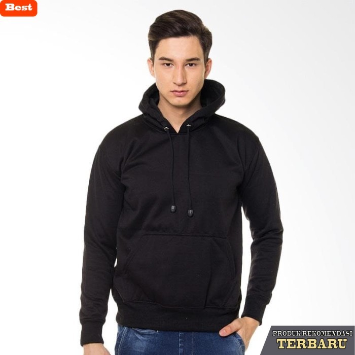 hoodie pria keren Jaket Hoodie Polos Pria - Hitam, L