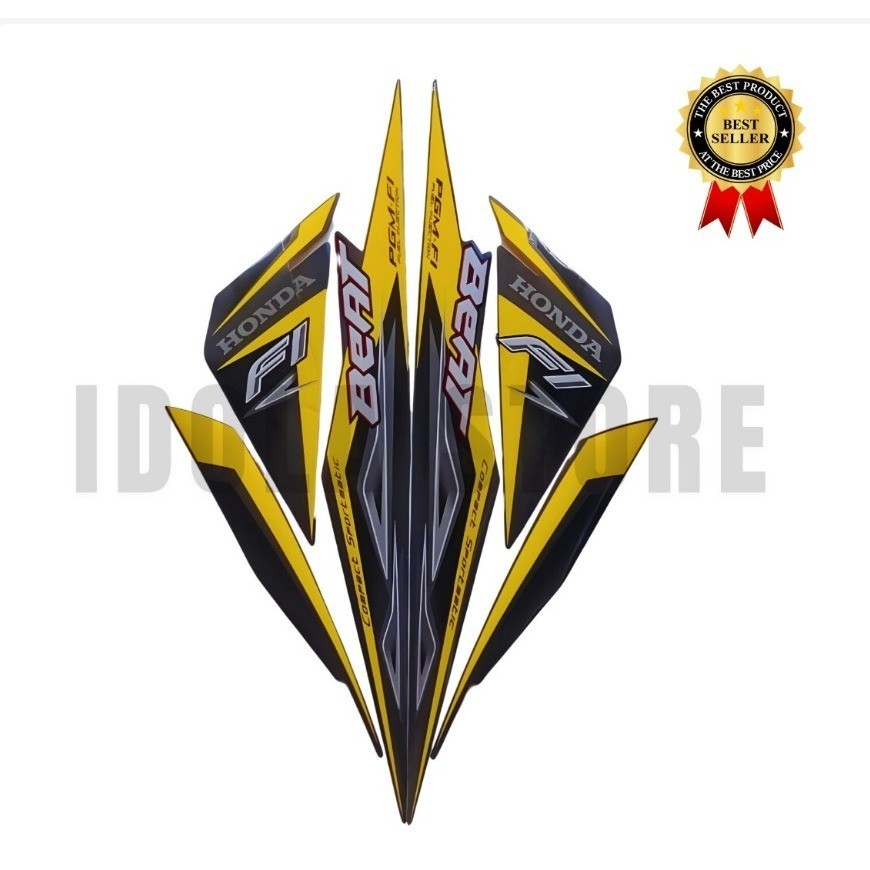 Sticker Striping Motor Honda Beat Combi 2014 Beat samba Fi Kuning list body motor beat Samba Fi 2014