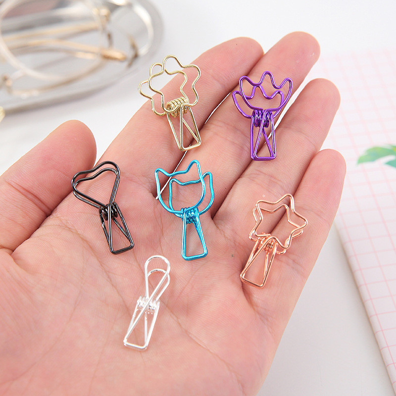 

6PCs/Set Cute Kawaii Photo Decorative Metal Quality Binder Paper Clips Desk Office Accessories School Supplies