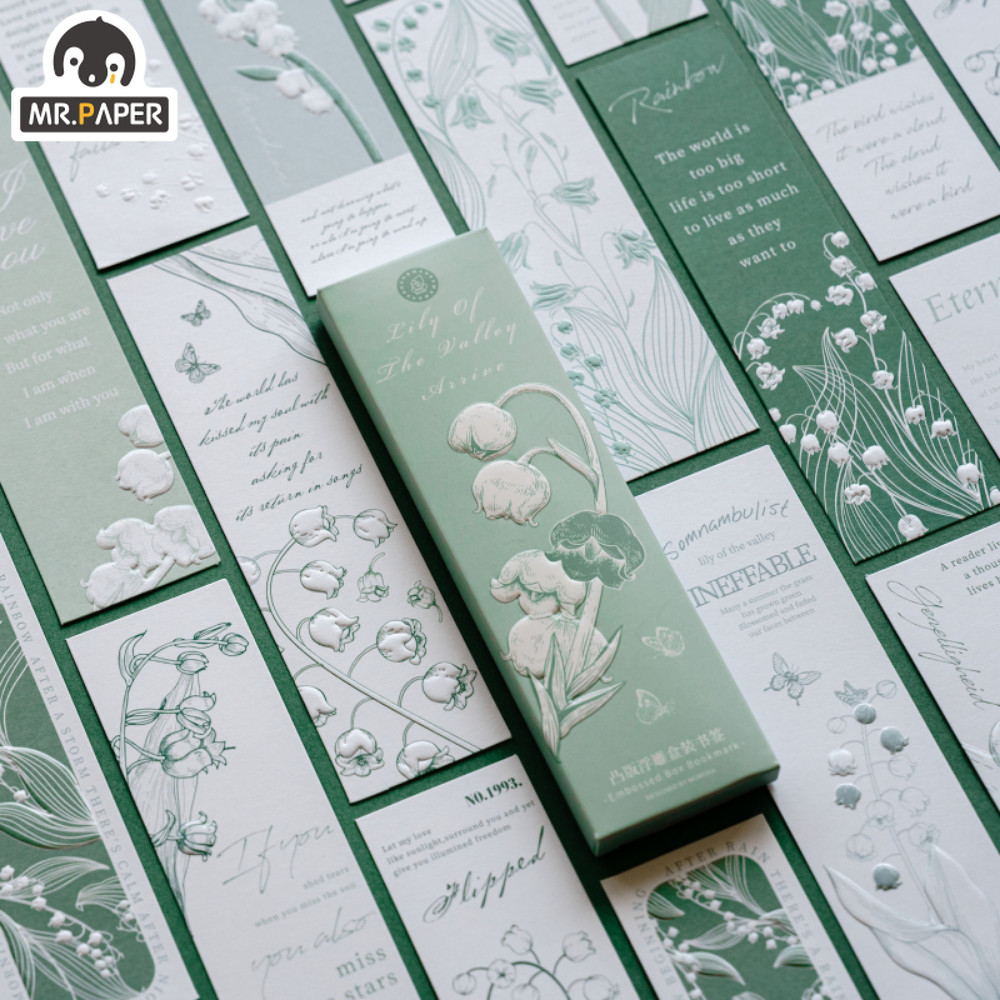

Mr. Paper 20pcs/Box Relief Flowers Bookmark Fresh Literature and Art Style Journal Decoration Reading Bookmarks Stationery
