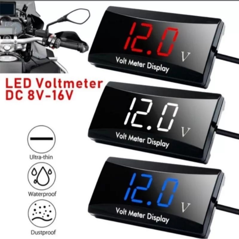 COD Voltmeter Aki Digital Slim Waterproof Voltmeter X-Case Modish