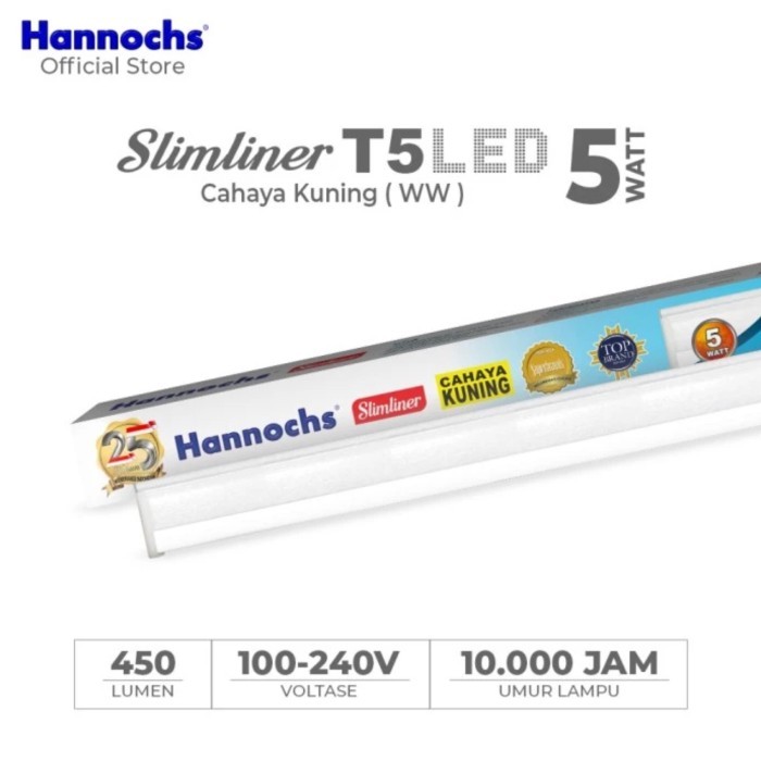 Hannochs T5 Led Slimliner 5w WW / Lampu Neon Tl Led Cahaya Kuning