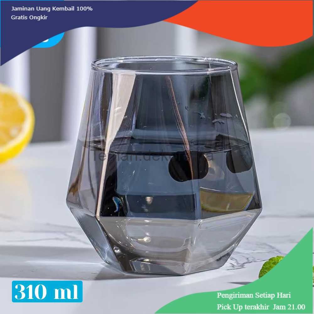 TD - DPR One Two Cups Gelas Minuman Diamond Crystal Borosilicate Glass 310ml - GW107
