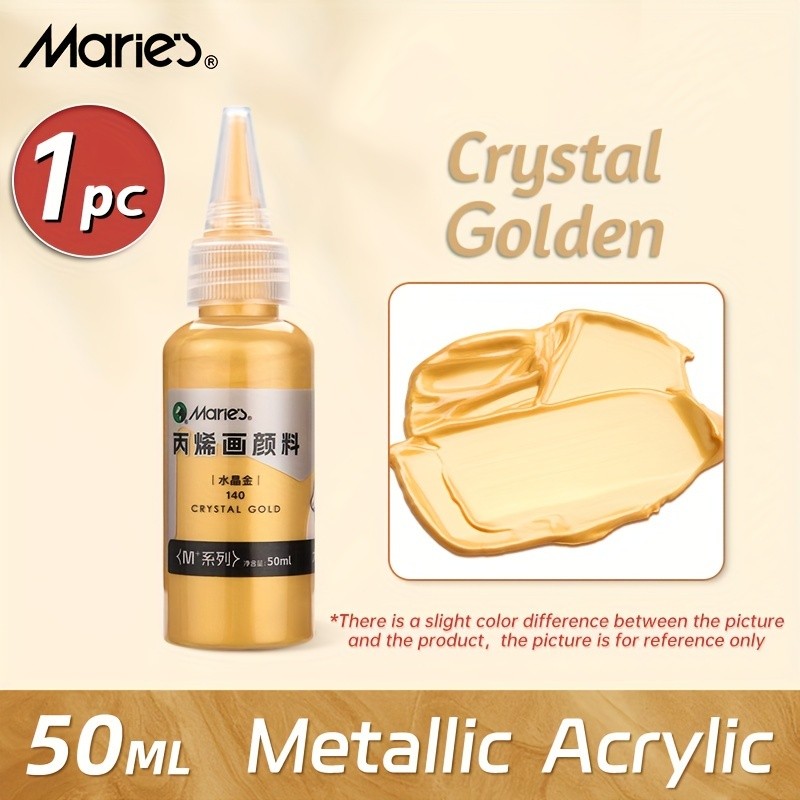 Marie's Crystal Golden Metallic Acrylic Pigments,1pc 50ml/1.69 oz/Tube for Glass and Wood,Pearlescen