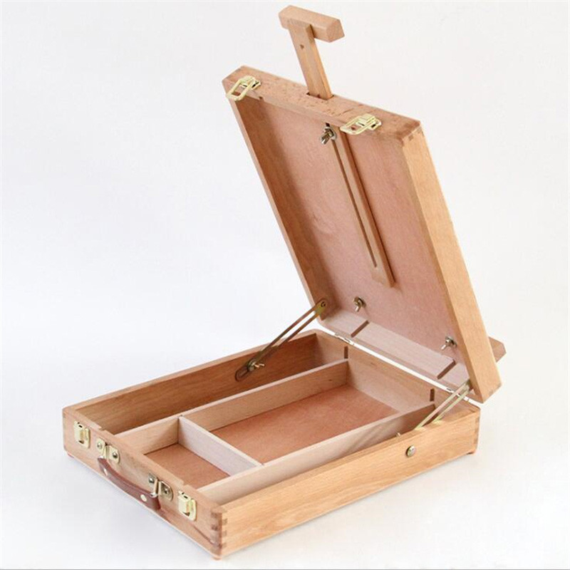 

Big Wooden Portable Oil Painting Box Sketchpad Easel Sketch Drawing Board Painting Toolbox Painting Storage Box for Artist