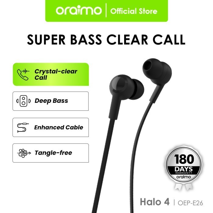 Earphone Oraimo Wired Headset Halo 4 Super Bass In-Ear Earphone OEP-E26 OEP E26