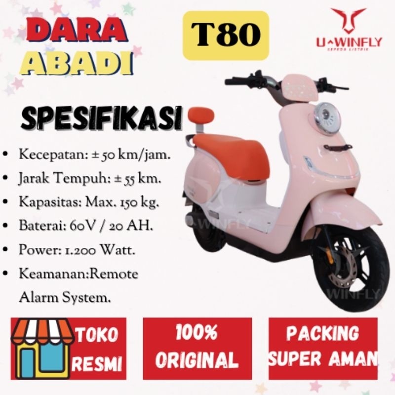New Sepeda Listrik Uwinfly (2 Resi) T3s Pro terbaru/ T3s /T80/T5/M100/N9(72V 1.200 Watt)/SEPEDA LIST