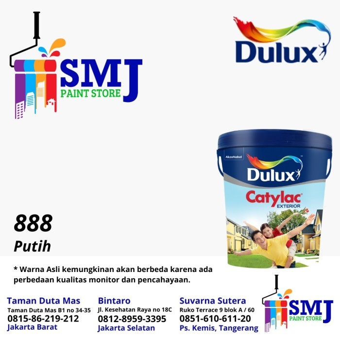 Cat Tembok Eksterior DULUX CATYLAC EXTERIOR Warna Putih 888 5kg
