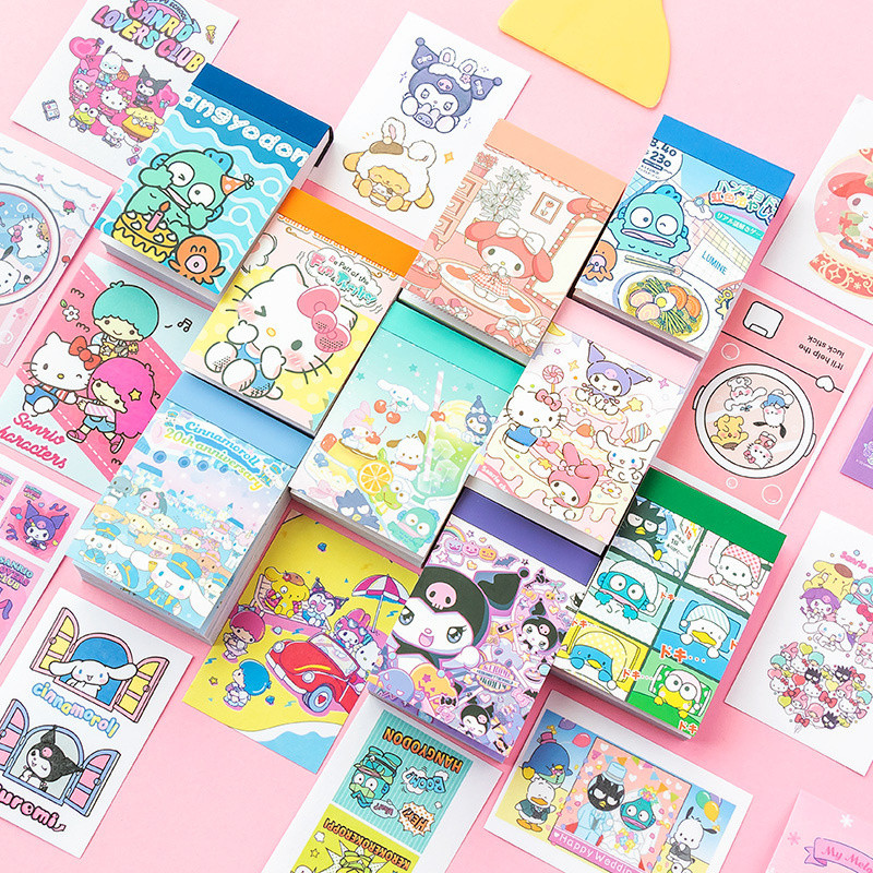 

Sanrio Melody Kuromi Kitty Hangyodon Memo Pad Cute Sticky Notes Stationery Label Notepad Planner Sticker Post School Supply