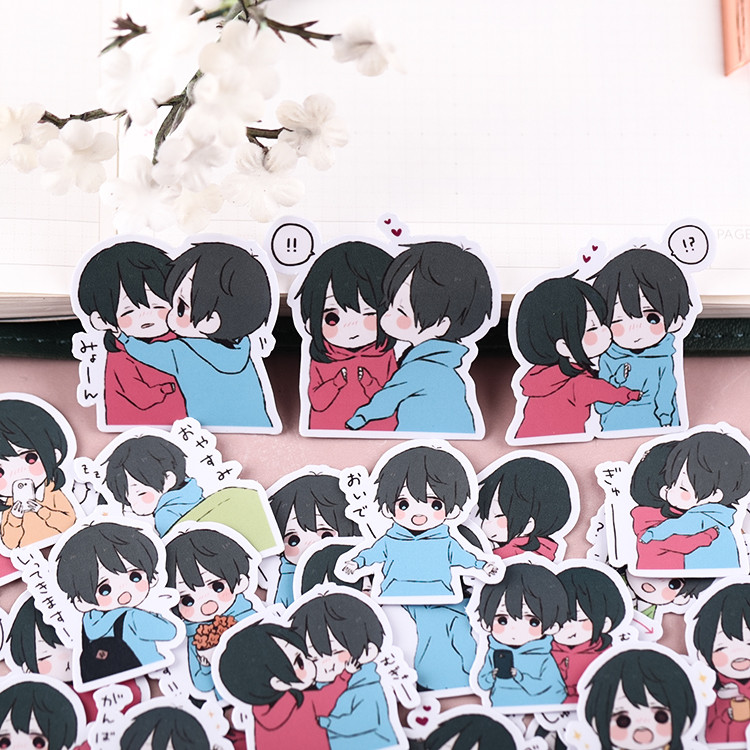 

36pcs Cute Little Couple's Hand-book Sticker Hand-book Characters Korean Wind Wind Diy Photo Album Mobile Phone Material