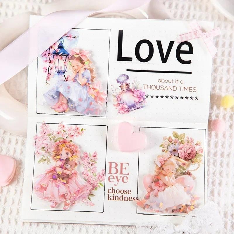 

10Sheets Sweetheart Cute girls Material Stickers Strawberry Character Sticker Decorative Package Scrapbook cut Supplies 138*90mm