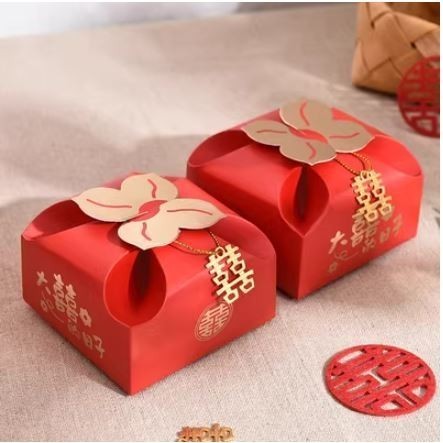 

Wedding Candy Box Shuangxi Double Happines - Merah
