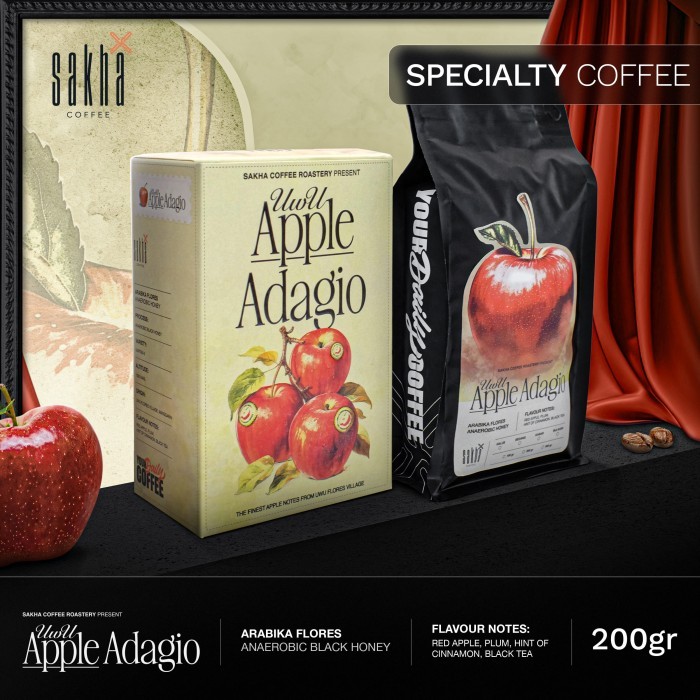 

TP Biji Kopi Arabica UWU APPLE ADAGIO Coffee Bean Bubuk Murni Arabika coffe - 200gr, Biji Kopi