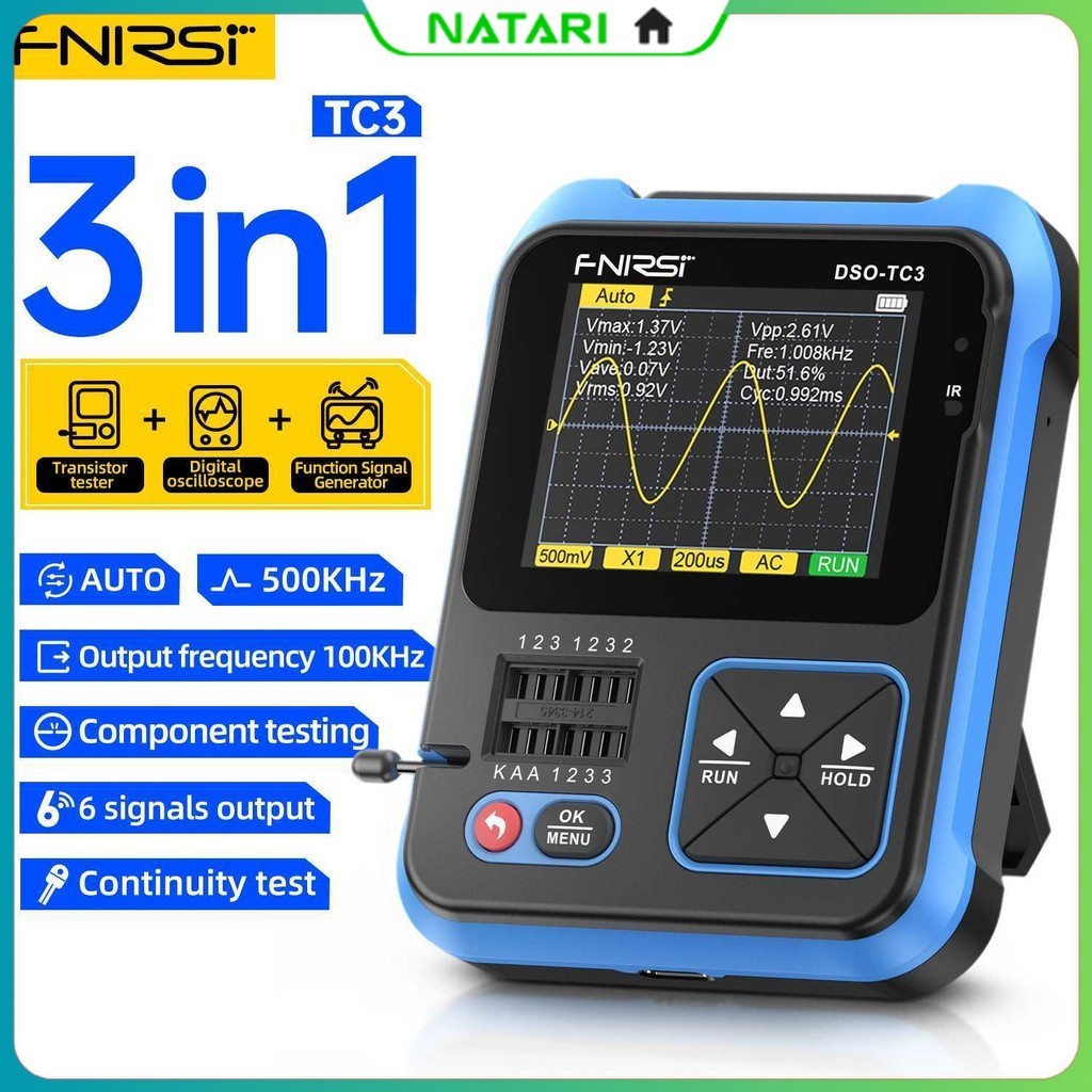 FNIRSI Digital Oscilloscope Transistor Tester 3 in 1 Handheld - DSO-TC3