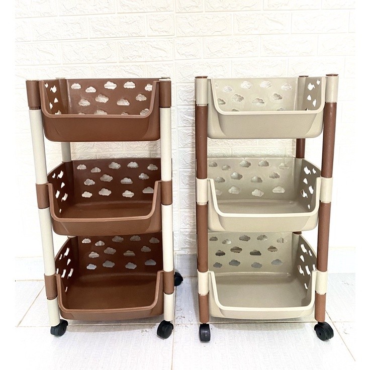 XLOTFASHOP Rak serbaguna susun 3 & 4 Buena rak boneka susun 4 & 3 roda