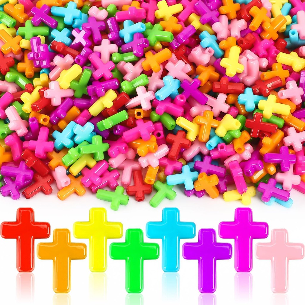 

Transparent colored Christian cross charm shaped beads for DIY jewelry making bracelet necklace keychain Handmade accessories