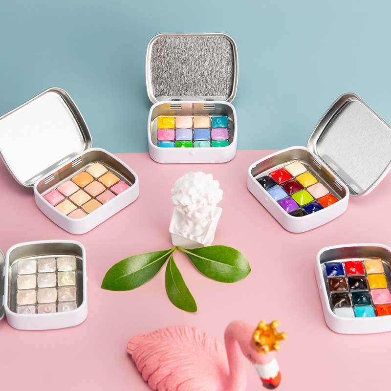 

Portable Mini Set 12 Colors Paul Rubens Watercolor Pigment Suit,Skin Color, Candy Color, Basic Color with 0.3ml Iron Case
