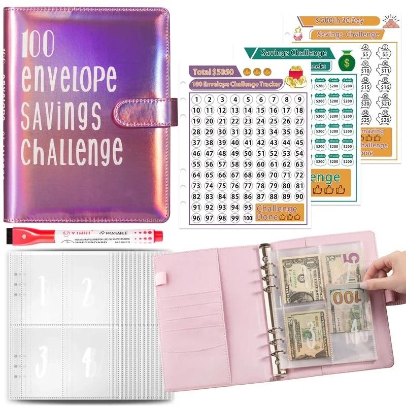 

100 Envelope Cash Savings Challenge, Saving Challenge Envelop Book, Budget Envelope Financial Assistant, A5 Size Cash Laser Bind