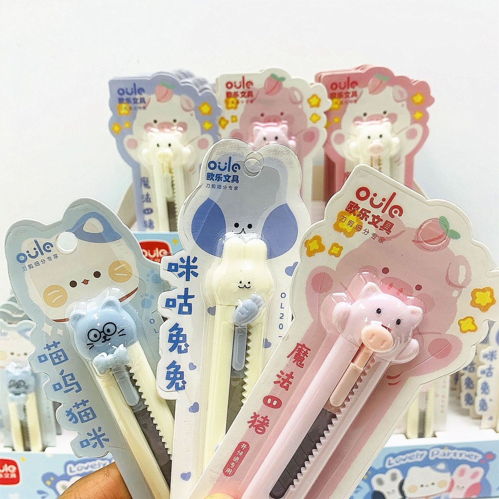 

1 Piece Lytwtw's Cute Rabbit Pig Cutter Utility Knife Art Student Art DIY Tools Creative Stationery School Supplies