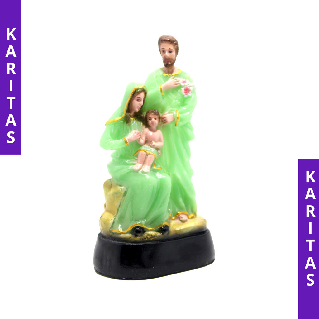 PATUNG KELUARGA KUDUS 15 CM BAHAN FOSFOR (DUDUK) / PATUNG KELUARGA KATOLIK  GLOW IN THR DARK/ PATUNG