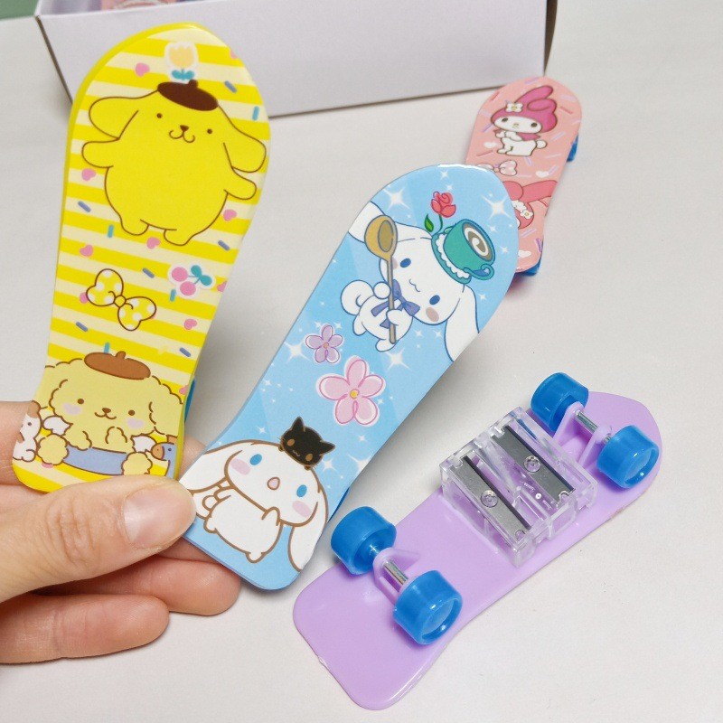 

New 12pcs -1box Sanrio Kuromi Melody Scooter Pen Planer Double Hole Pencil Sharpener Children'S Pencil Knife Gift Wholesale