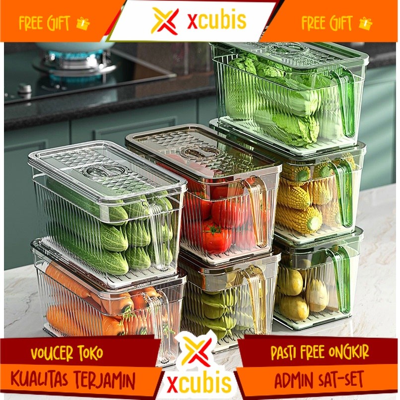 Kotak Penyimpanan Kulkas Container Transparan Acrylic Storage Box Serbaguna