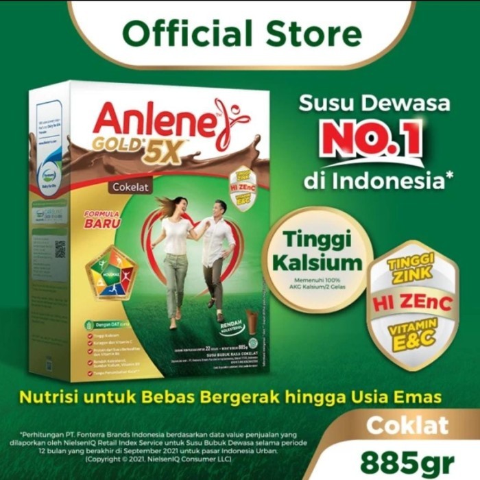 

[[Promo]]BEST SELLER Anlene Gold Plus 5X Original 885 Gram 885Gram / Susu Lansia 900 Gram - 885gr Coklat